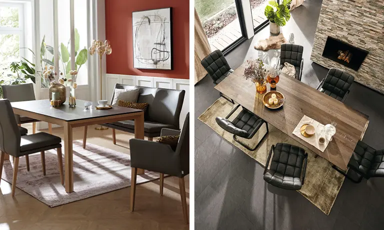 Esstisch und Stühle gehören einfach zusammen. Die Auswahl an Stühlen ist schier unendlich. 